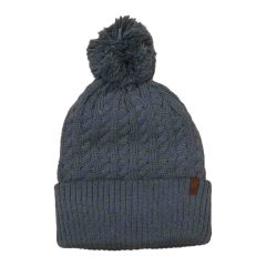 Cable Cuff Pom Pom Beanie